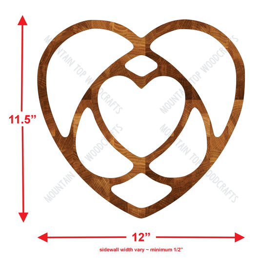 Heart Celtic Tray ~ Acrylic Inlay Wood Router Template Plexiglass Woodworking Guide