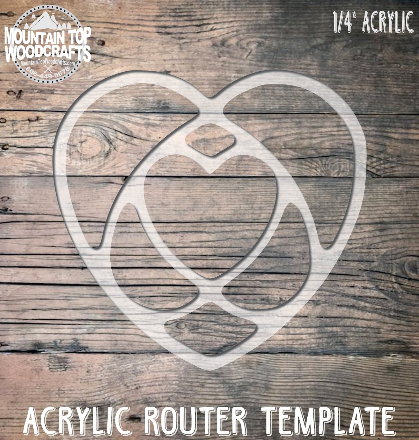 Heart Celtic Tray ~ Acrylic Inlay Wood Router Template Plexiglass Woodworking Guide
