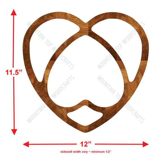 Heart Double Tray ~ Acrylic Inlay Wood Router Template Plexiglass Woodworking Guide