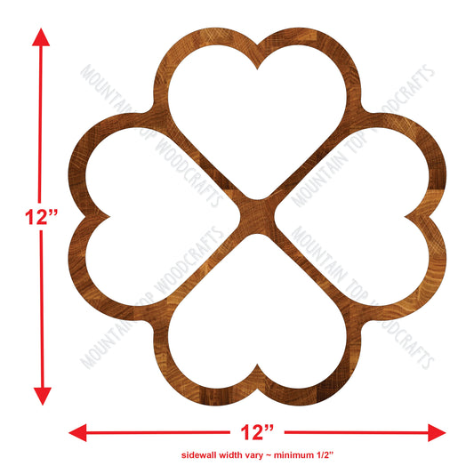 Heart Clover 4 Section Tray ~ Acrylic Inlay Wood Router Template Plexiglass Woodworking Guide