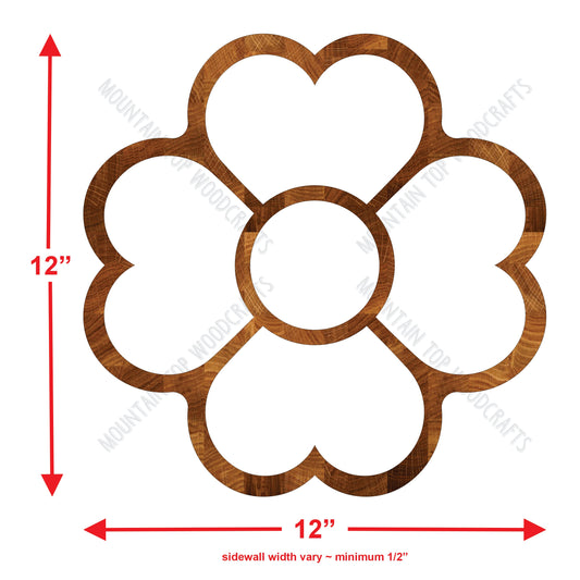 Heart Clover Tray ~ Acrylic Inlay Wood Router Template Plexiglass Woodworking Guide