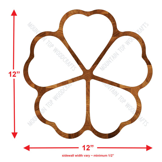 Heart 5 Section Tray ~ Acrylic Inlay Wood Router Template Plexiglass Woodworking Guide