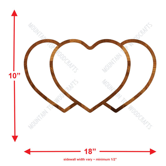 Heart Trio Tray ~ Acrylic Inlay Wood Router Template Plexiglass Woodworking Guide