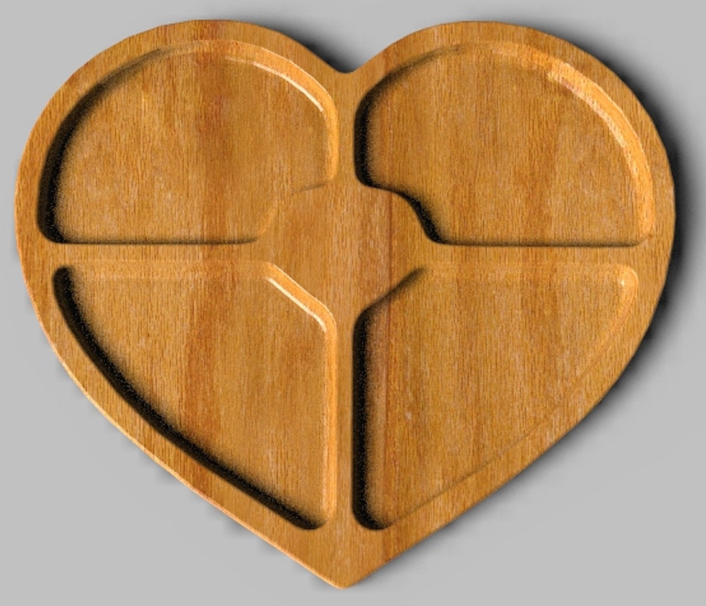 Heart 4 Section Tray ~ Acrylic Inlay Wood Router Template Plexiglass Woodworking Guide
