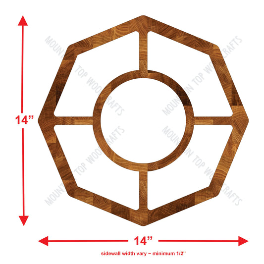 Octagon 5 Section Tray ~ Acrylic Inlay Wood Router Template Plexiglass Woodworking Guide