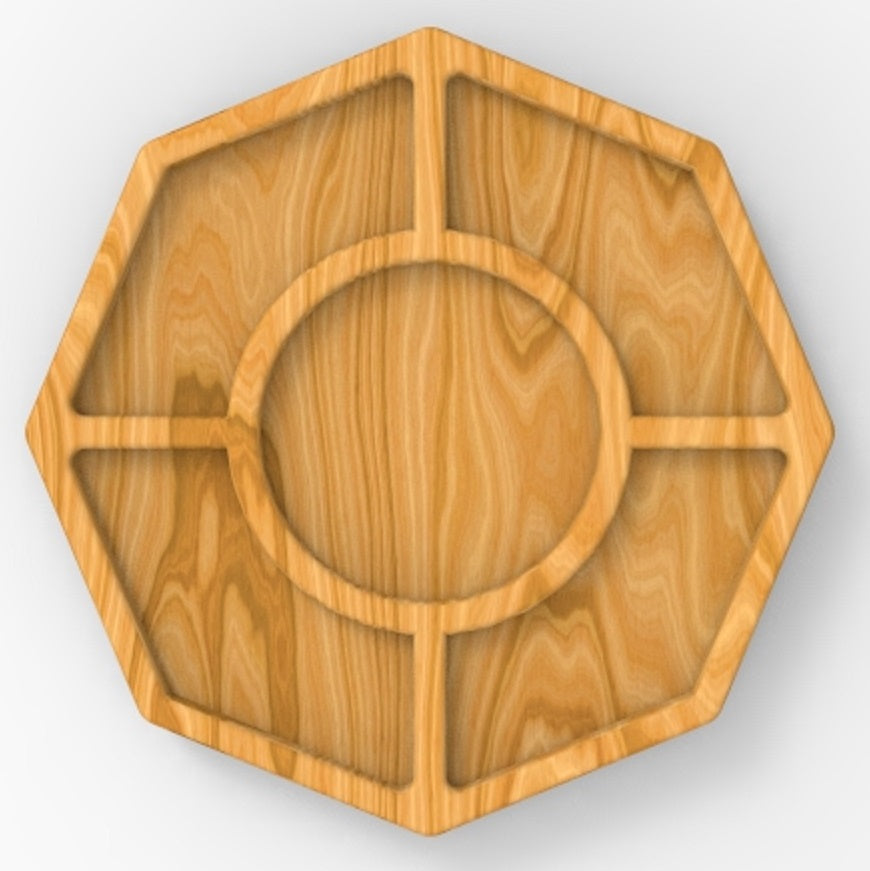 Octagon 5 Section Tray ~ Acrylic Inlay Wood Router Template Plexiglass Woodworking Guide