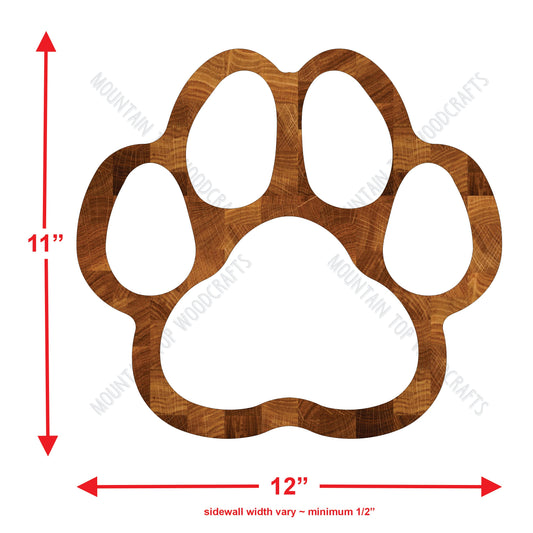 Paw Print Tray 1 ~ Acrylic Inlay Wood Router Template Plexiglass Woodworking Guide