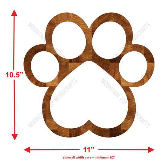Paw Print Rounded Tray ~ Acrylic Inlay Wood Router Template Plexiglass Woodworking Guide