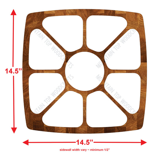 Square 8 Section Tray ~ Acrylic Inlay Wood Router Template Plexiglass Woodworking Guide