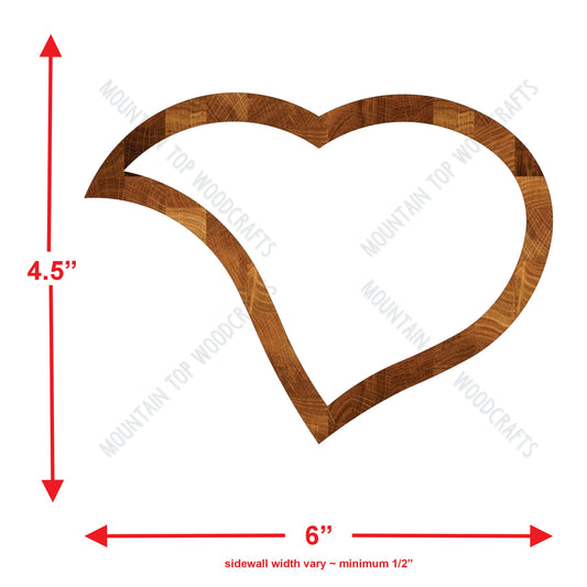 Slant Heart Interlocking Tray ~ Acrylic Inlay Wood Router Template Plexiglass Woodworking Guide