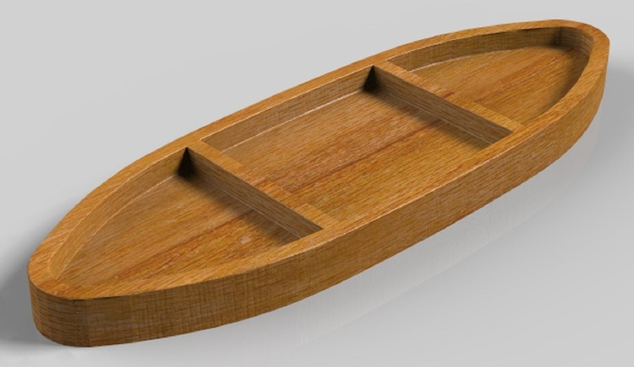 Sushi Boat 3 Section Tray ~ Acrylic Inlay Wood Router Template Plexiglass Woodworking Guide