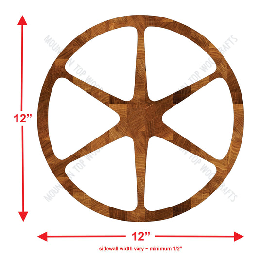 Round 6 Section Star Tray ~ Acrylic Inlay Wood Router Template Plexiglass Woodworking Guide