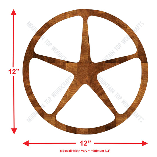 Round 5 Section Star Tray ~ Acrylic Inlay Wood Router Template Plexiglass Woodworking Guide