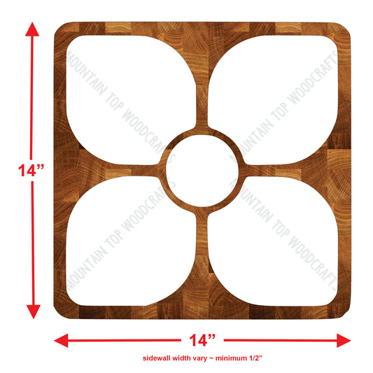 Flower Square Tray ~ Acrylic Inlay Wood Router Template Plexiglass Woodworking Guide