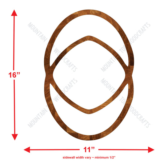 Oval Large 3 Section Curved Tray ~ Acrylic Inlay Wood Router Template Plexiglass Woodworking Guide