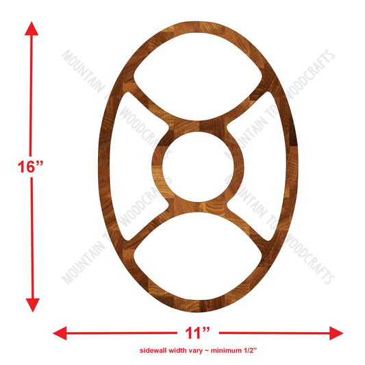 Oval Large 5 Section Curved Tray ~ Acrylic Inlay Wood Router Template Plexiglass Woodworking Guide
