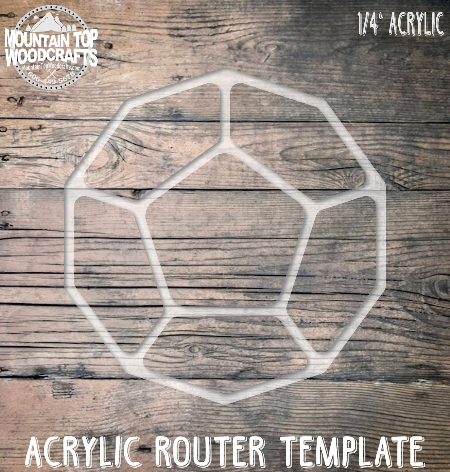 10 Sided Decagon Tray Plate ~ Acrylic Inlay Wood Router Template Plexiglass Woodworking Guide