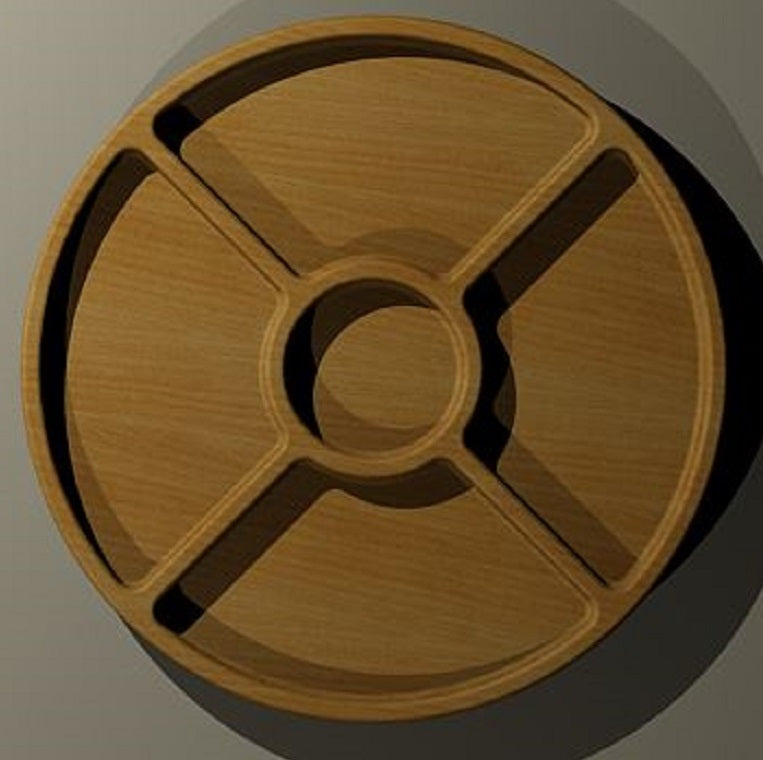 Round Tray Plate 5 Section ~ Acrylic Inlay Wood Router Template Plexiglass Woodworking Guide