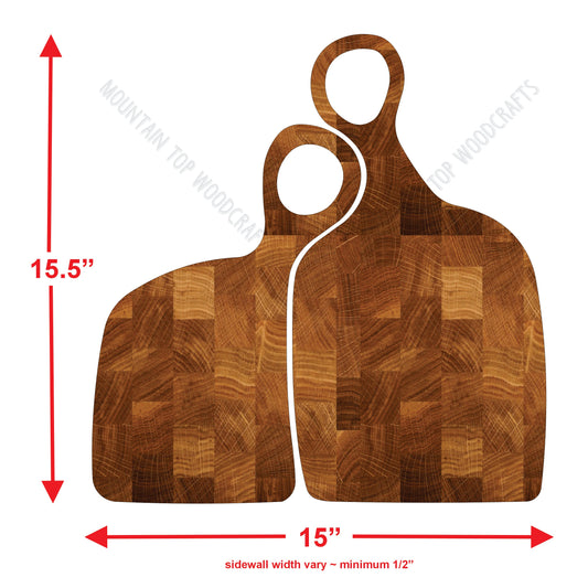 Romeo & Juliet Cutting Board Set ~ Acrylic Inlay Wood Router Template Plexiglass Woodworking Guide