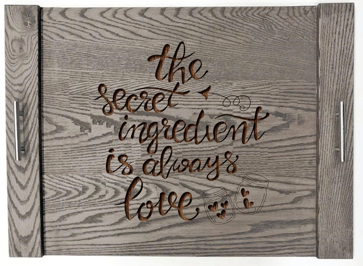 Baking Heart Wood Engraved Noodle Board - Stove Cover - Sink Cover - With Handles - Gas or Electric Stove