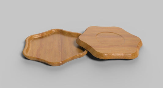 Flower Wood Catch All Tray - Vanity Valet Bowl - 10"