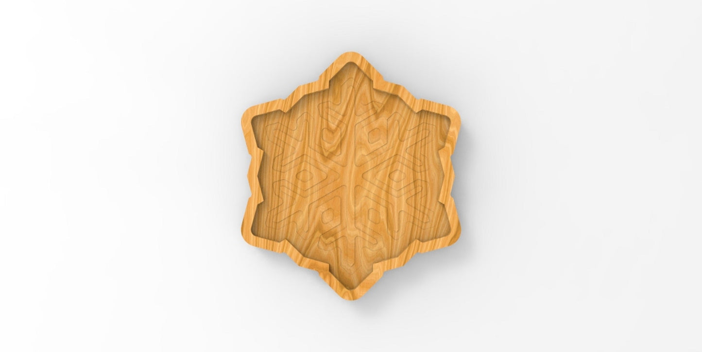 Snowflake Wood Catch All Tray - Vanity Valet Bowl