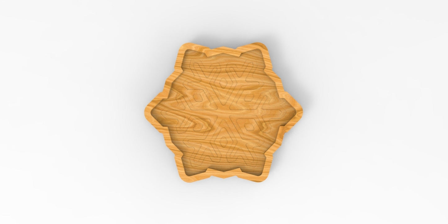 Snowflake Wood Catch All Tray - Vanity Valet Bowl