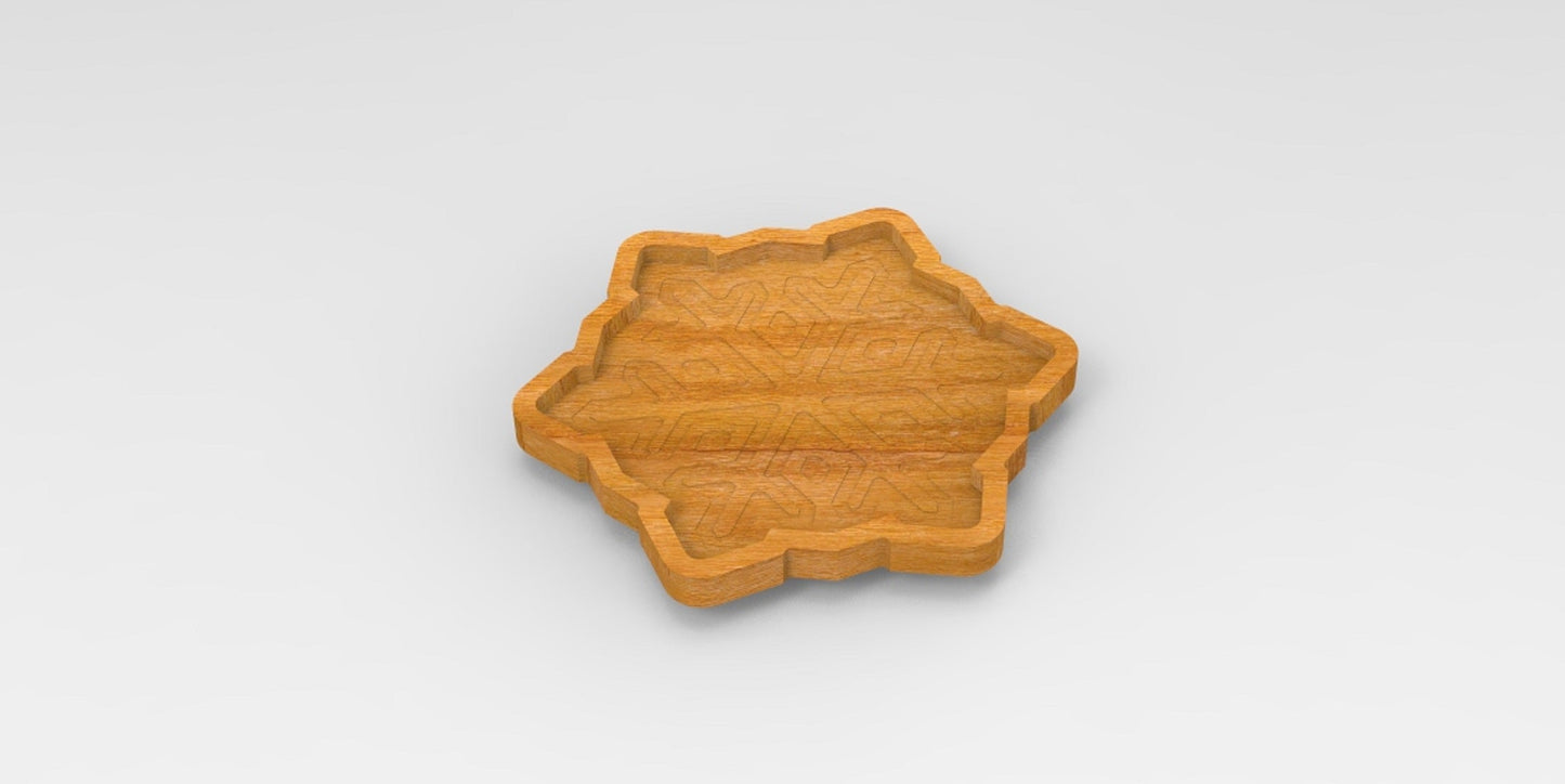 Snowflake Wood Catch All Tray - Vanity Valet Bowl