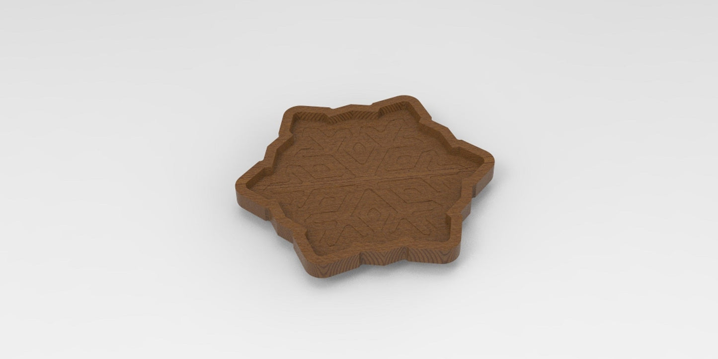 Snowflake Wood Catch All Tray - Vanity Valet Bowl
