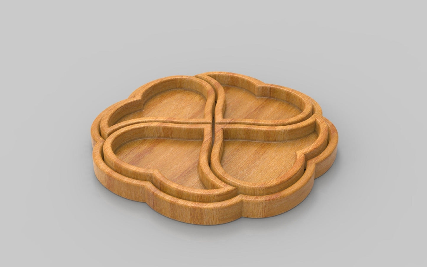 Clover Heart Wood Serving Tray - Removeable Compartments - Charcuterie Board - Cheese Board - Chip & Dip - Divided Bowl - Serving Platter