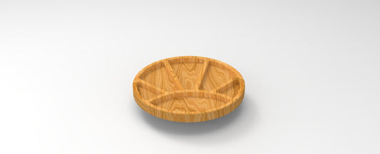 Sunburst Wood Serving Tray - Charcuterie Board - Cheese Board - Chip & Dip - Divided Bowl - Wooden Platter