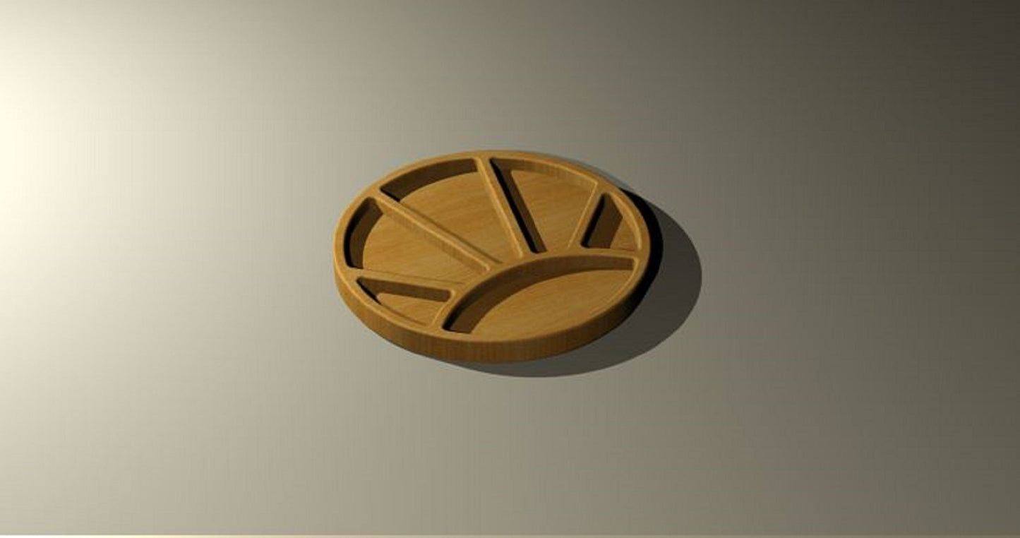 Sunburst Wood Serving Tray - Charcuterie Board - Cheese Board - Chip & Dip - Divided Bowl - Wooden Platter
