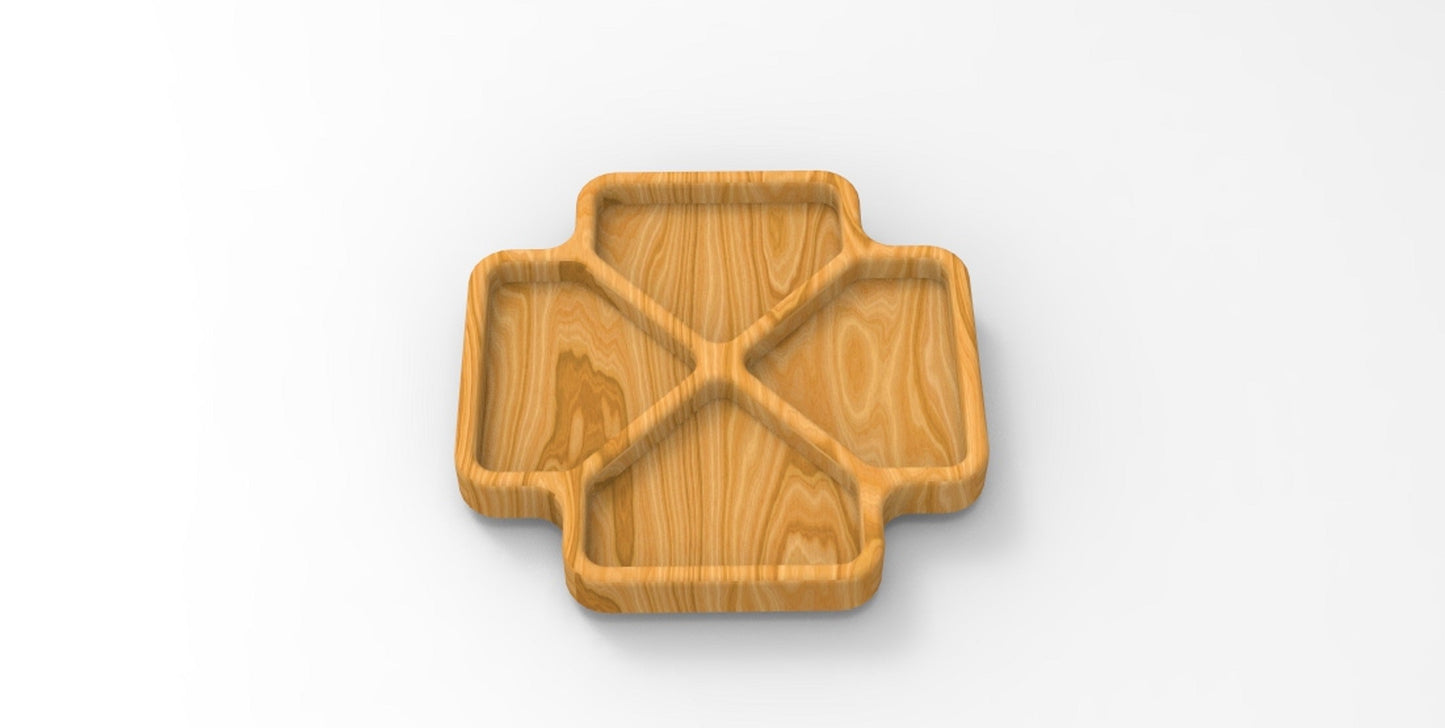 Crossover Wood Serving Tray - Charcuterie Board - Cheese Board - Chip & Dip - Divided Bowl - Platter