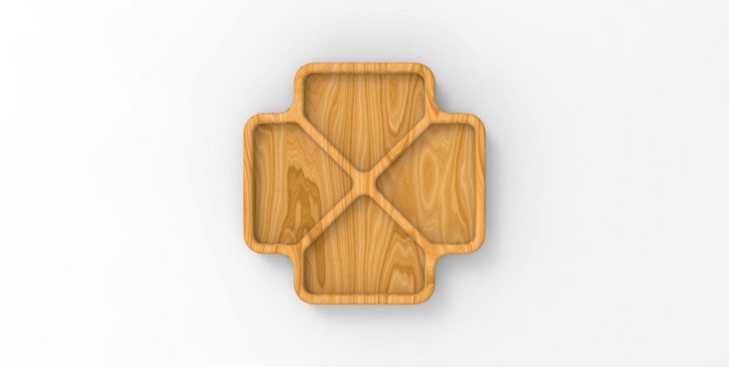 Crossover Wood Serving Tray - Charcuterie Board - Cheese Board - Chip & Dip - Divided Bowl - Platter