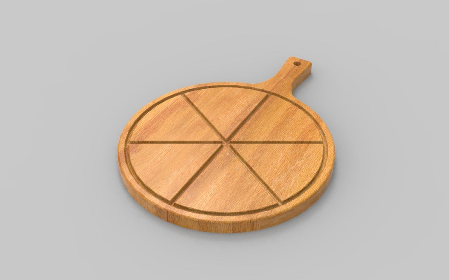 Pizza Cut Wood Plate - 4 Sizes - Divided Wooden Board - Serving Tray Platter
