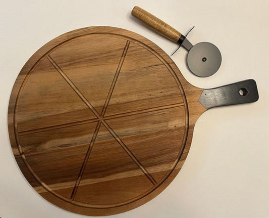 Pizza Cut Wood Plate - 4 Sizes - Divided Wooden Board - Serving Tray Platter