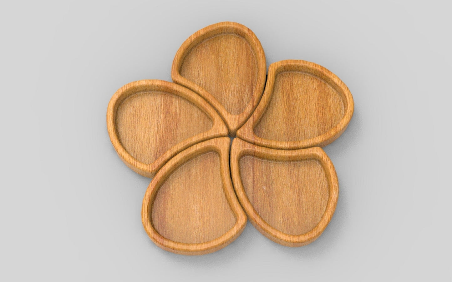 Flower Wood Serving Tray 5 Part 14" - Wooden Charcuterie Board - Cheese Board - Chip & Dip - Divided Bowl - Serving Platter