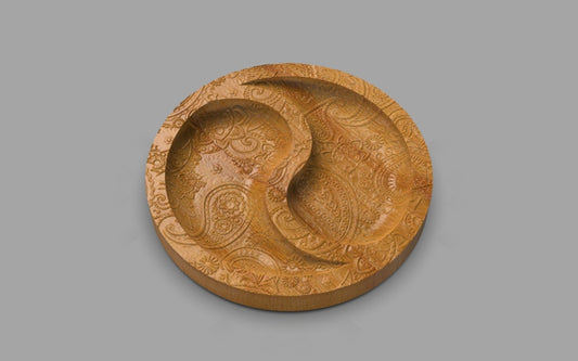 Yin & Yang Wood Divided Tray - Cheese Board - Chip & Dip - Divided Bowl - Serving Tray Platter