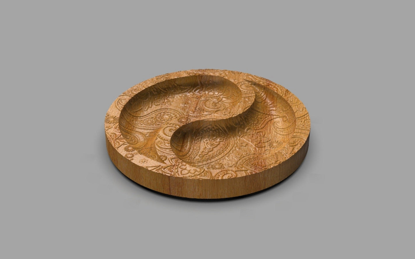 Yin & Yang Wood Divided Tray - Cheese Board - Chip & Dip - Divided Bowl - Serving Tray Platter