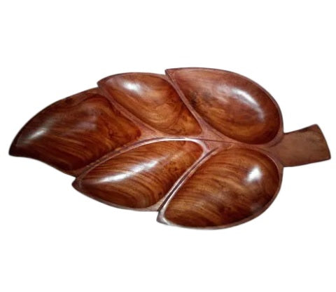 Autumn Leaf Wood Serving Tray - Cheese Board - Chip & Dip - Divided Bowl - Charcuterie Tray Platter