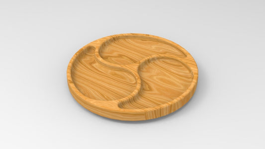 Swirl Wood Serving Tray - Cheese Board - Chip & Dip - Divided Bowl - Charcuterie Tray Platter