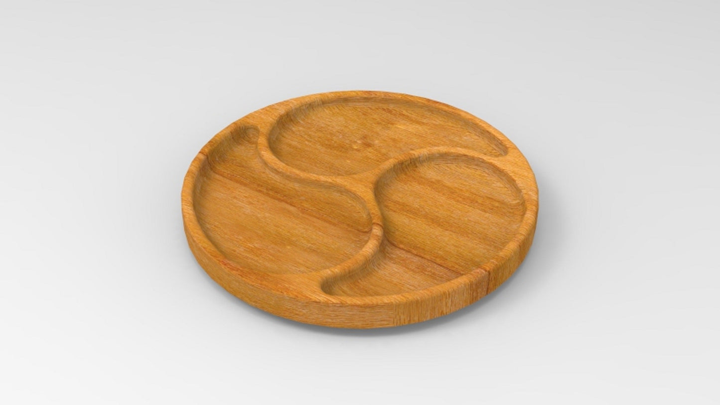 Swirl Wood Serving Tray - Cheese Board - Chip & Dip - Divided Bowl - Charcuterie Tray Platter