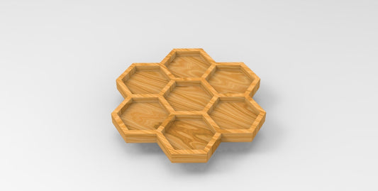 Honeycomb Wood Serving Tray - 7 Compartment 18" - Chip & Dip - Divided Bowl - Charcuterie Tray Platter