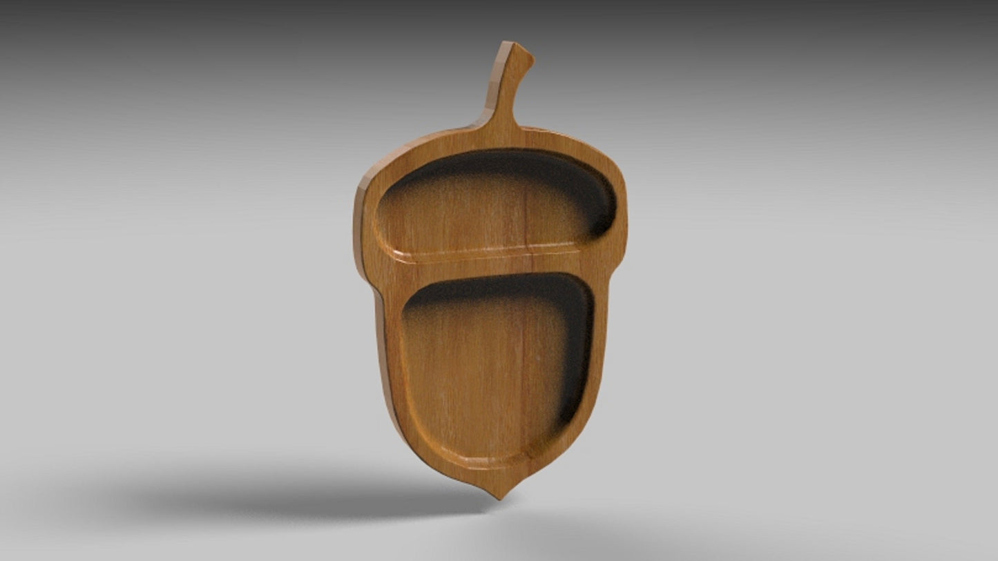 Acorn Autumn Fall Wood Serving Tray 14" - Cheese Board - Chip & Dip - Divided Bowl - Charcuterie Platter