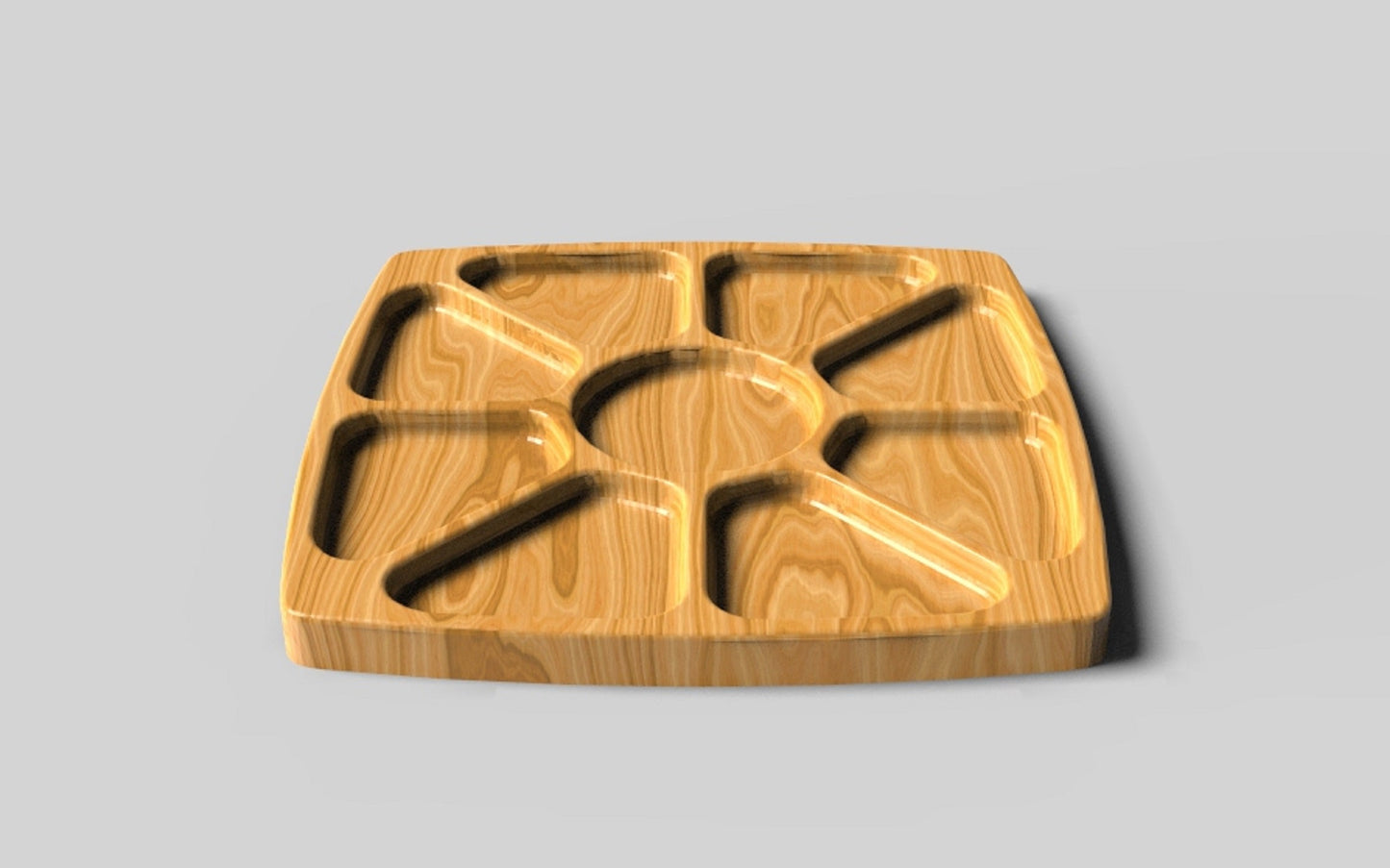 Square Wood Serving Tray - 9 Compartment 18" - Veggie Tray - Divided Bowl - Charcuterie Tray Platter