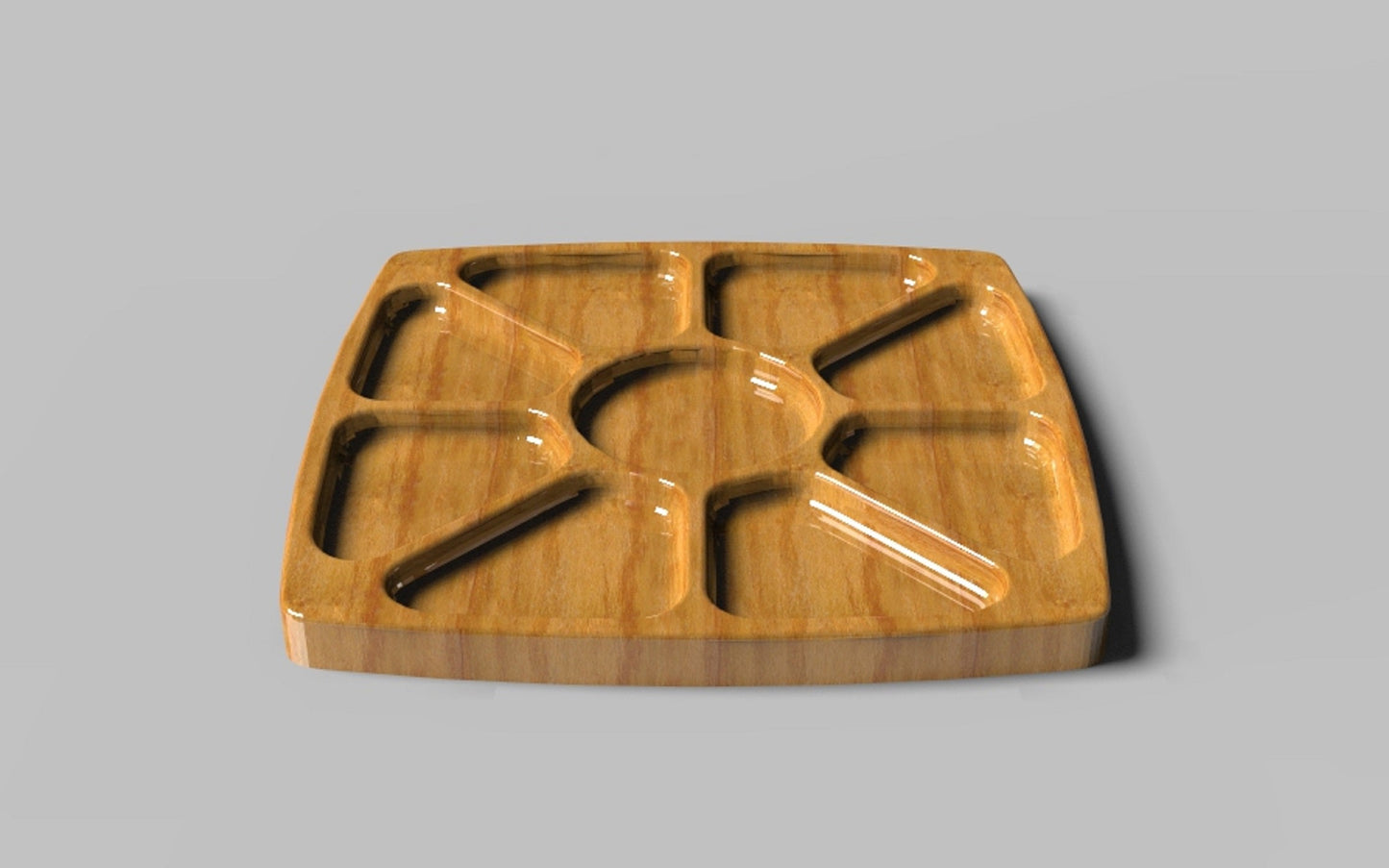 Square Wood Serving Tray - 9 Compartment 18" - Veggie Tray - Divided Bowl - Charcuterie Tray Platter