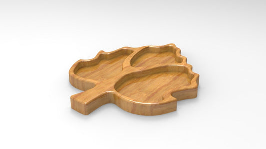 Leaf Wooden Serving Tray - Charcuterie Board - Cheese Board - Chip & Dip - Divided Bowl - Wooden Platter