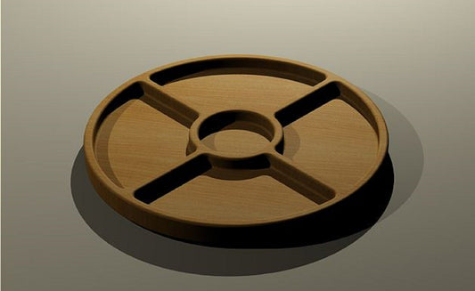 Round Wooden Serving Tray - Veggie Cookie Tray - Cheese Board - Chip & Dip - Divided Bowl - Wooden Platter
