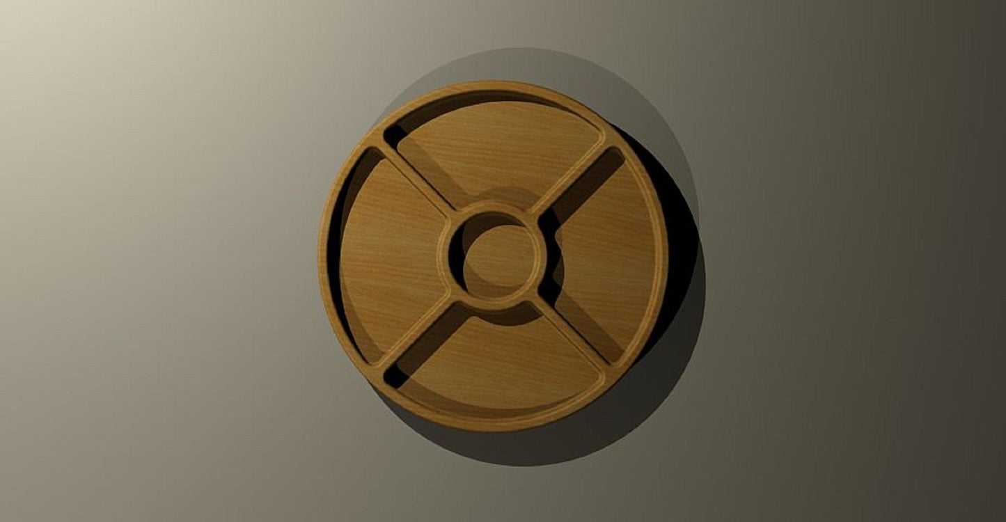 Round Wooden Serving Tray - Veggie Cookie Tray - Cheese Board - Chip & Dip - Divided Bowl - Wooden Platter