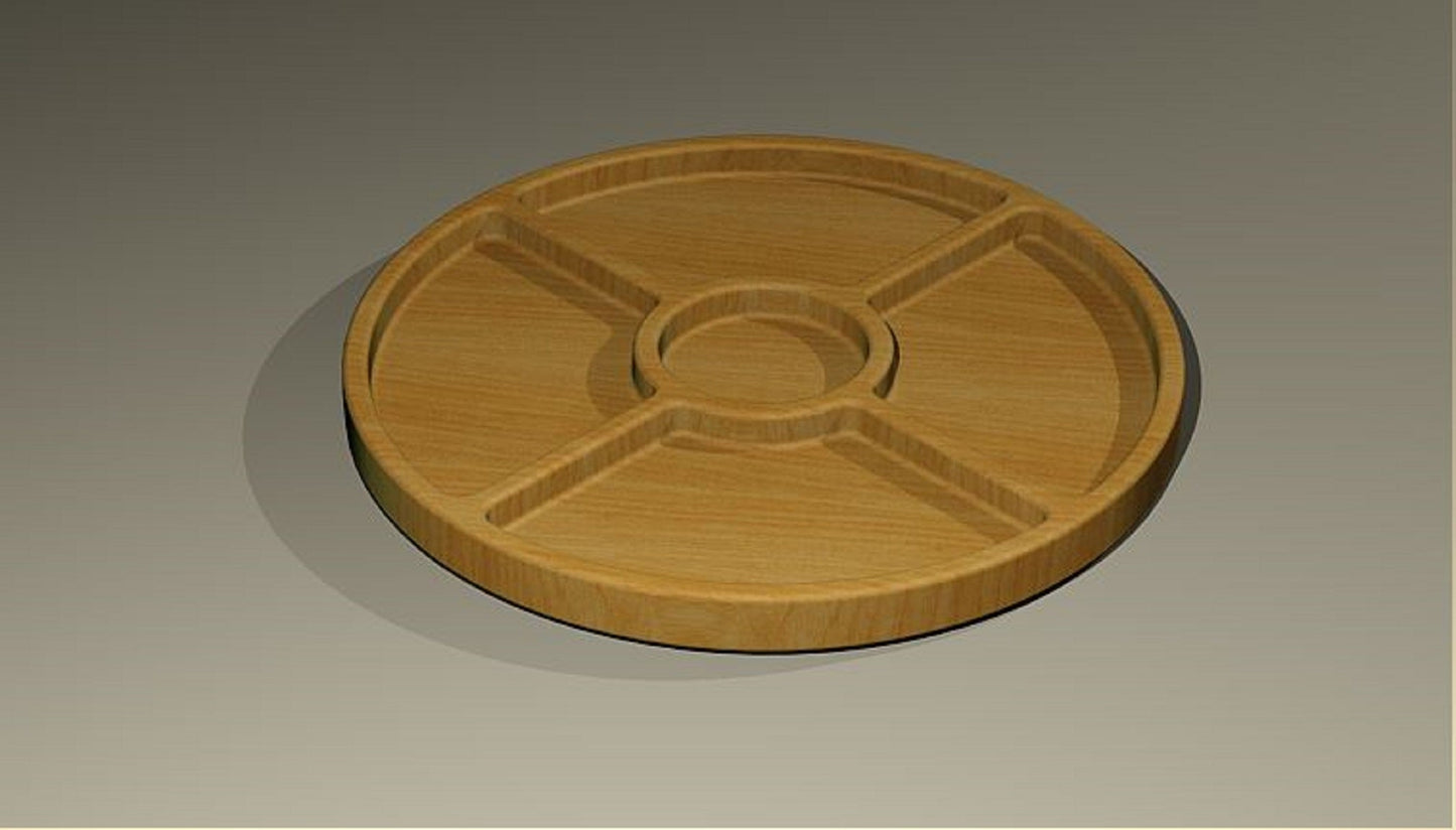 Round Wooden Serving Tray - Veggie Cookie Tray - Cheese Board - Chip & Dip - Divided Bowl - Wooden Platter